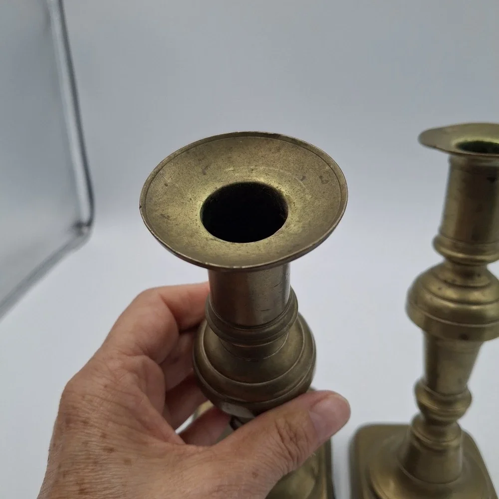 Vintage Solid Brass Candlestick Holders Pair 7.75